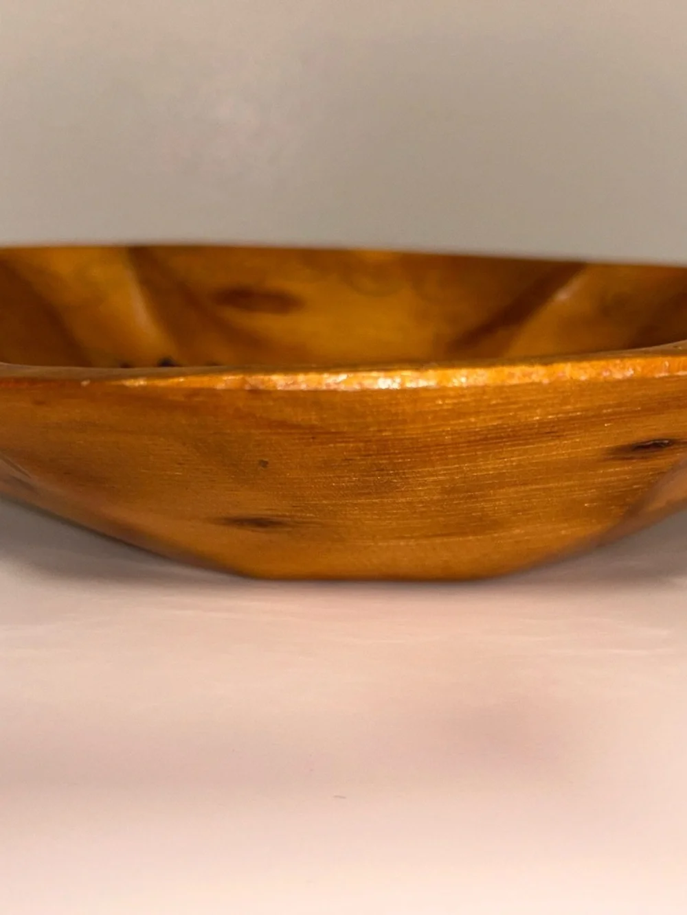 Vintage Batea wood bowl with floral decoration